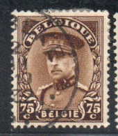 BELGIQUE BELGIE BELGIO BELGIUM 1932 KING ROI RE ALBERT 75c USED USATO OBLITERE' - 1929-1941 Groot Montenez