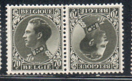 BELGIQUE BELGIE BELGIO BELGIUM 1934 1935 KING ROI RE LEOPOLD III TETE BECHE PAIR 70c MLH - 1934-1935 Leopold III