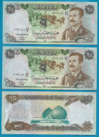 Iraq - Bank Note Iraq Sadam Period " Water Mark Sadam " Lot Of 3pc  Crisp Paper Condition As Per Image - Irak