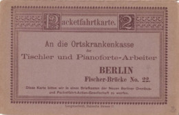 Entier De La Poste Locale Allemande De Berlin Avec Réponse Payée (1887) : Caisse Sociale Des Facteurs De Pianos - Music