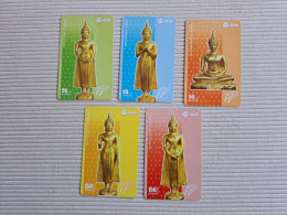 THAILAND  PREPAID CARD/ SERIE 5 CARDS BUDDHAS / 3X 50BATH + 2X 150 BATH   / FINE USED    **15777** - Thaïland