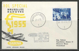 Cover - Speciale Vlucht - Vol Spécial - Brussel-Hannover Par SABENA 23/04/1955. - Autres & Non Classés