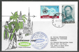 Cover - 1é Luchtverbinding - 1é Liaison Aérienne - Brussel-Jakarta Par SABENA 4/04/1974. - Sonstige & Ohne Zuordnung