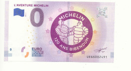 Billet Touristique 0 Euro - L'AVENTURE MICHELIN - UEGS- 2018-7 - N° 2491 - Billet épuisé - Altri & Non Classificati