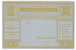 Entier De La Poste Locale Allemande De Braunschweig (1891) : Fête Du Chant, Chorale, Musique - Musique