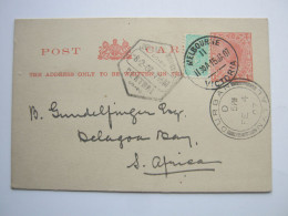 AUSTRALIEN , VICTORIA , Ganzsache  1907 Nach DURBAN , Südafrika - Cartas & Documentos