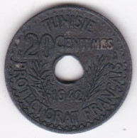 Tunisie Protectorat Français . 20 Centimes 1942, En Zinc, Lec# 124 - Tunisie