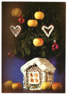 Christmas Tree Decorations Gingerbread House Winter 1987 Unused Vintage Postcard Publisher Eesti Raamat, Estonia - Estonie