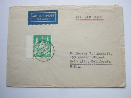 1949 , 1 DM Bauten Als Randstück Auf Luftpostbrief  In Die USA - Cartas & Documentos