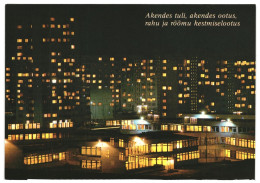 Illuminated House Windows At Night, Happy New Year! Lasnamäe Tallinn 1987 Unused Vintage Postcard Publisher Eesti Raamat - Estonie