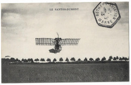 CPA AVIATION - L'Aéroplane Santos-Dumont - Cachet Héxagonal " Bétheny-Aviation " - (MARNE) X2 - 22 Août 1909 - Demonstraties