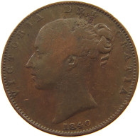 GREAT BRITAIN FARTHING 1840 Victoria 1837-1901 #s050 0639 - B. 1 Farthing