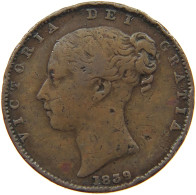 GREAT BRITAIN FARTHING 1839 Victoria 1837-1901 #s080 0107 - B. 1 Farthing