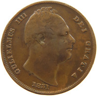 GREAT BRITAIN FARTHING 1831 WILLIAM IV. (1830-1837) #a058 0105 - B. 1 Farthing