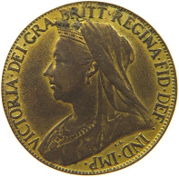 GREAT BRITAIN FARTHING 1901 Victoria 1837-1901 GOLD PLATED #c083 0391 - B. 1 Farthing