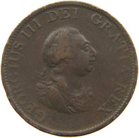 GREAT BRITAIN HALFPENNY 1799 GEORGE III. 1760-1820 #a008 0333 - B. 1/2 Penny