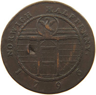 GREAT BRITAIN HALFPENNY 1796 GEORGE III. 1760-1820 NORWICH #t138 0019 - B. 1/2 Penny