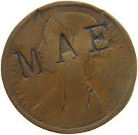 GREAT BRITAIN PENNY 1861 Victoria 1837-1901 COUNTERMARKED MAE #c029 0011 - D. 1 Penny