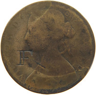 GREAT BRITAIN PENNY 1860 Victoria 1837-1901 COUNTERMARKED FF #c033 0293 - D. 1 Penny