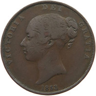 GREAT BRITAIN PENNY 1853 Victoria 1837-1901 #t100 0373 - D. 1 Penny