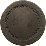 GREAT BRITAIN PENNY  PENNY LLOYD S SUNDAY TIMES #t161 0163 - D. 1 Penny