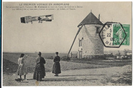 CPA AVIATION - Le Premier Voyage En Aéroplane - 30oct.1908, H. Farman Passe Au Moulin De Mourmelon (MARNE) - Airmen, Fliers