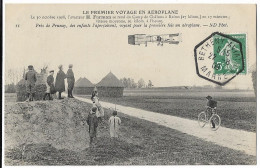 CPA AVIATION - Le Premier Voyage En Aéroplane - 30oct.1908, H. Farman Passe à Prunay, Des Enfants L'apercoivent (MARNE) - Aviadores