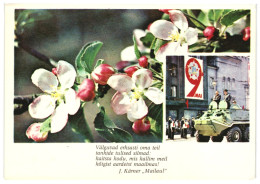 May 9th Parade, Apple Blossoms & Military Armor, Tallinn Soviet Estonia 1978 Unused Vintage Postcard Publ: Eesti Raamat - Estonie