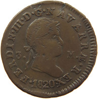 SPAIN 3 MARAVEDIS 1820 NAVARRA #t138 0093 - Münzen Der Provinzen