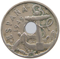 SPAIN 50 CENTIMOS 1949 Francisco Franco 1939-1975 HOLLE OFF-CENTER #s065 0557 - 50 Peseta