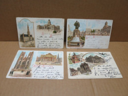 BRUXELLES (Belgique) Ensemble De 4 Cartes Precurseurs Souvenirs Types Gruss 1897 - Other & Unclassified