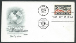 1958 USA FDC IGY NO TIMBRO ARRIVO - V-2 - 1951-1960