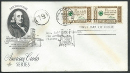 1960 USA FDC BENJAMIN FRANKLIN TIMBRO ARRIVO - V - 1951-1960