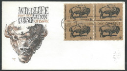 1970 USA FDC WILDLIFE CONSERVATION QUARTINA TIMBRO ARRIVO - V - 1961-1970