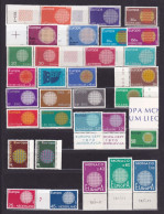 1970 EUROPA CEPT EUROPE ANNATA YEAR Di 19 Paesi E 41 Valori MNH** Maglia 24 Fili, Mesh Made Of 24 Threads - Años Completos