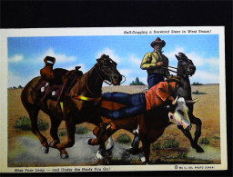 ►  Cowboy's  Bull-Dogging  - Carte Fine Recto Verso Provenance Carnet  Amarillo West Texas. 1930s - Amarillo