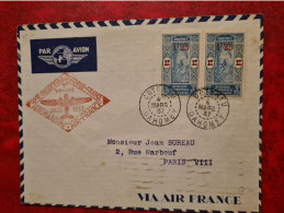LETTRE 1937 COTONOU DAHOMEY POUR PARIS AEROMARITIME AIR FRANCE - Storia Postale