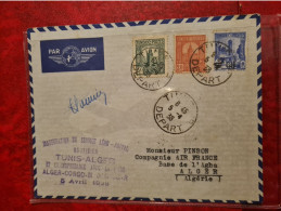 LETTRE 1938 TUNIS DEPART POUR ALGER BASE DE L'AGHA INAUGURATION AERO POSTAL TUNIS ALGER ALGER CONGO SIGNATURZ - Autres & Non Classés