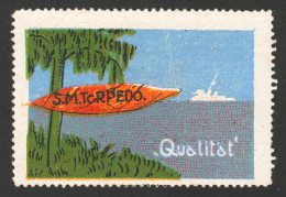 Submarines SM TORPEDO Ship Palm Tree GERMANY Tobacco Cigarettes Cigarette Advertising Label Vignette Cinderella WW1 1916 - Submarines