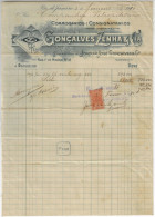 Brazil 1906 Invoice By Gonçalves Zenha & Co Issued In Rio De Janeiro National Treasury Tax Stamp 300 Réis - Cartas & Documentos