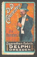 DD Delphi DRESDEN Zigaretten Fabrik INDUSTRY GERMANY Tobacco Cigarettes Cigarette Advertising Label Vignette Cinderella - Tabac