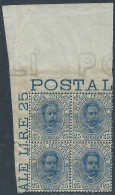 1891-96 REGNO UMBERTO I 25 CENT QUARTINA LUSSO MNH ** - RB12 - Ungebraucht