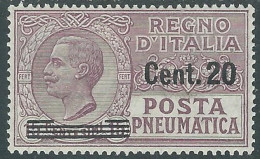 1924-25 REGNO POSTA PNEUMATICA SOPRASTAMPATO 20 SU 15 CENT MH * - RB9-3 - Rohrpost