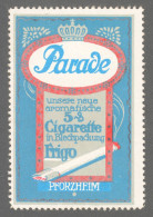 PARADE Frigo GERMANY Pforzheim Tobacco Cigarettes Cigarette Advertising Label Vignette Cinderella - Tobacco