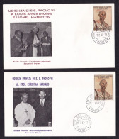 1968 Vaticano Vatican UDIENZA PAOLO VI A LOUIS ARMSTRONG, LIONEL HAMPTON E CHRISTIAN BARNARD 2 Buste Ricordo - Gebruikt