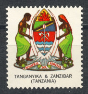 Zanzibar TANGANYIKA ZANZIBAR /  COAT OF ARMS 1965 USA H E Harris Philately Boston USA LABEL CINDERELLA VIGNETTE - Zanzibar (1963-1968)