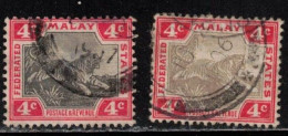 MALAYA Scott # 28 Used X 2 - Different Shades - Federated Malay States