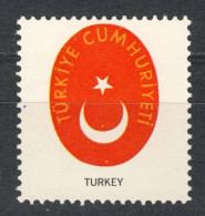 Turkey  / Star Moon / COAT OF ARMS 1965 USA Harris Philately Boston USA LABEL CINDERELLA VIGNETTE - Autres & Non Classés