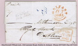 Ireland Belfast Uniform Penny Post 1843 Letter To Dublin Prepaid "1" With BELFAST JY 7 1843 Cds In Red. - Vorphilatelie