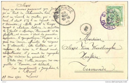 _B730: Perfo: F.B. Op N°83-tab: Fantasiekaart : GAND(SUD) 23 MAI 10 Verstuurd > Termonde - 1909-34